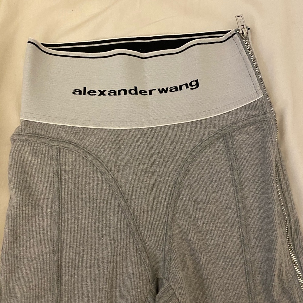 Alexander Wang Gray Leggings with Logo Waistband